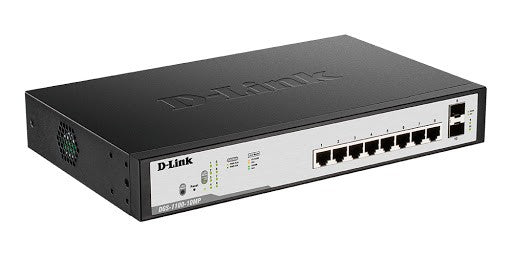Switch DGS-1100-10MPV2 Smart, 8xGbE PoE+ porttal, 2xSFP