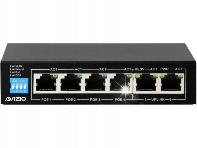 Switch Desktop Unmanaged 6xRJ45 1Gb/s (4x PoE+ 2x Uplink)