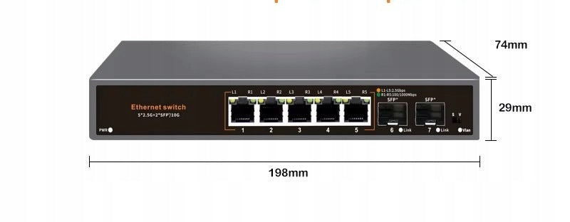 Switch Ethernet 2.5Gbps Da-K7502W 5x RJ45 2.5G 2x SFP+ 10G Manufacturer code Da-K6402W