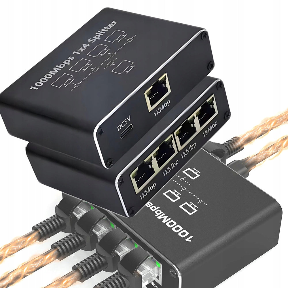 Switch LAN Splitter 4 Ports Gigabit Ethernet 1000Mbps to Internet