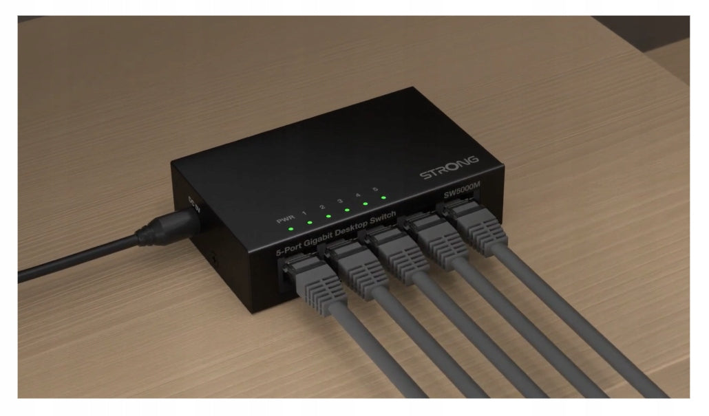 Switch LAN Strong SW5000M 5 Ports Gigabit RJ45 Metal Manufacturer code SW5000M
