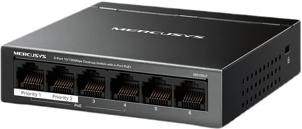 Switch MERCUSYS MS106LP Fast Ethernet, 6 Ports, PoE+ Function Manufacturer Mercusys