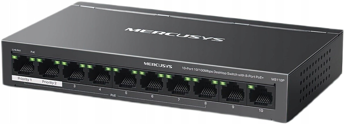 Switch MERCUSYS MS110P Fast Ethernet, 10 Ports, PoE+ Function Certificates of conformity CE