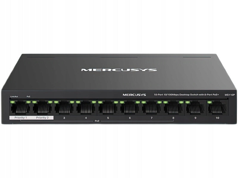 Switch MERCUSYS MS110P Fast Ethernet, 10 Ports, PoE+ Function