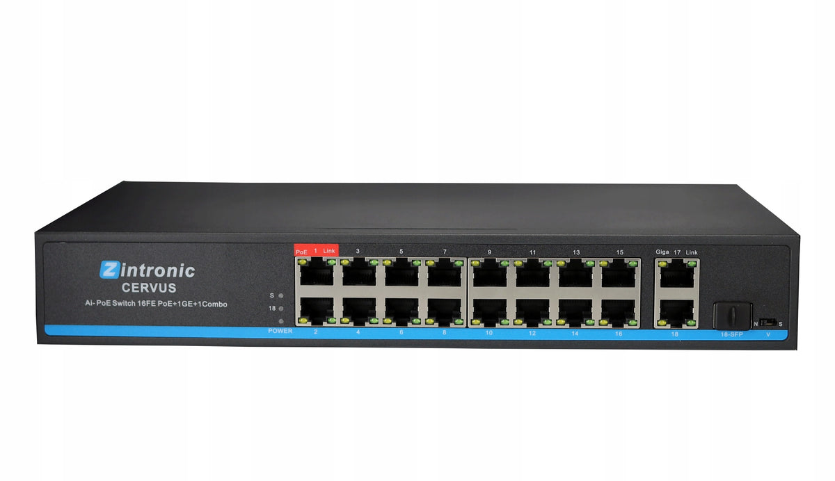 Switch POE 16x POE 2xUplink GIGABIT 300W CERVUS mounting RACK