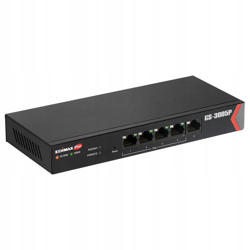 Switch PoE+ 5x Gigabit Edimax GS-3005P Web Smart, 72W, VLAN, QoS Manufacturer Edimax