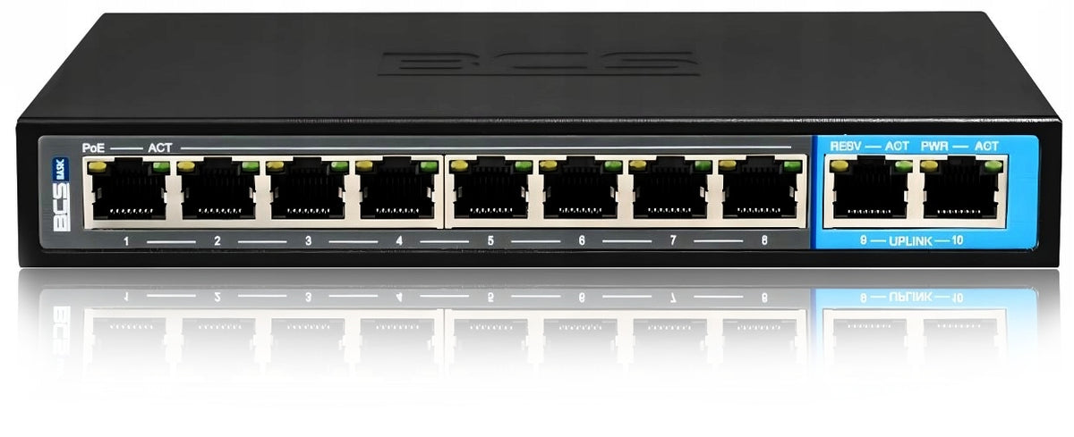 Switch PoE BCS -B-SP0802 8x PoE 2x Uplink for cameras