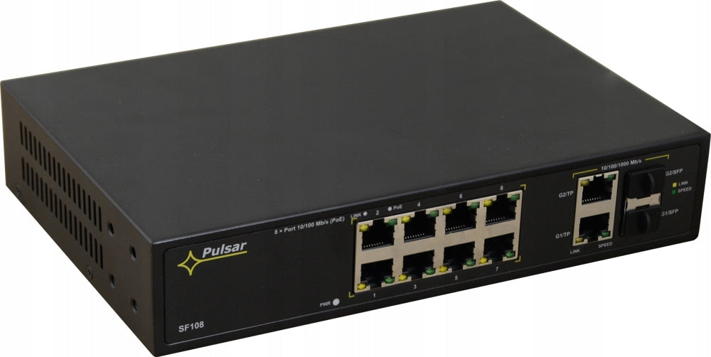 Switch PoE Pulsar SF108-90W - 8xPoE, 2xSFP, 2xGE Manufacturer code SF108-90W