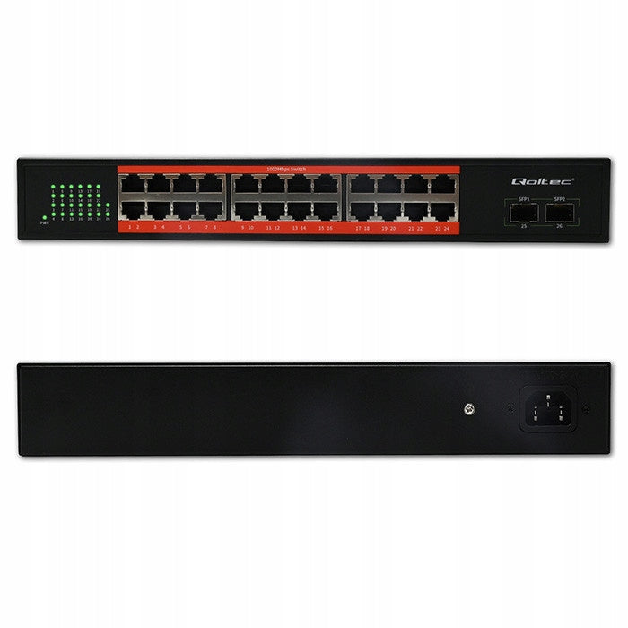 Switch Qoltec Gigabit 24x RJ45 | 2x SFP | 52 Gbps | Metal Manufacturer Qoltec