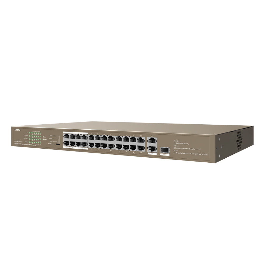 Switch Tenda TEF1126P-24-250W - 24x PoE, 1x Uplink, 1x SFP/RJ45 combo
