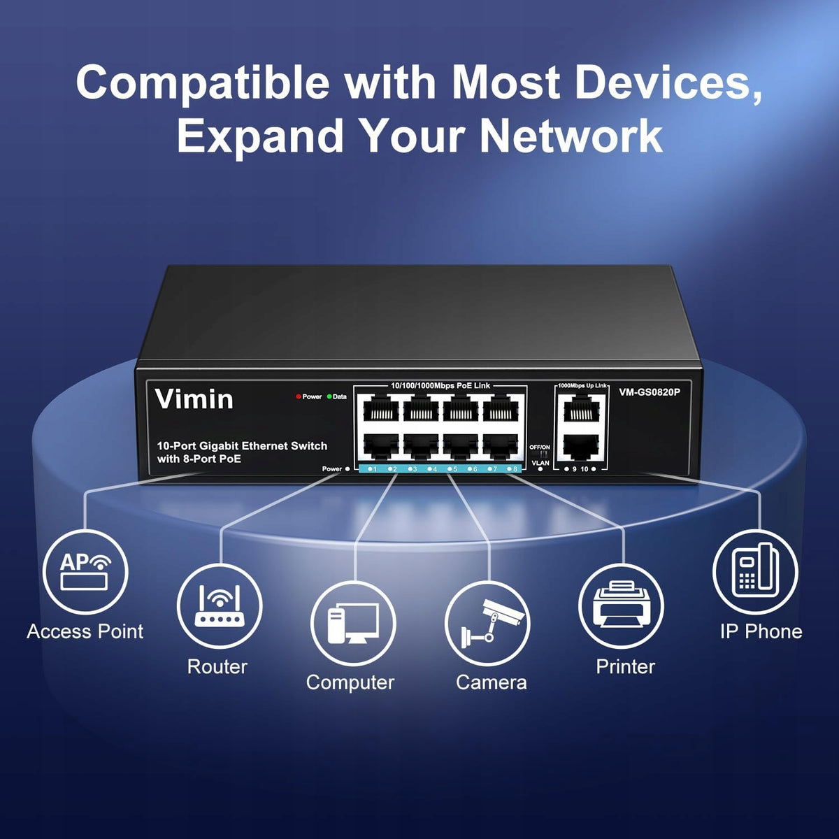 Switch VM-GS0820P 8 port Manufacturer code 00001