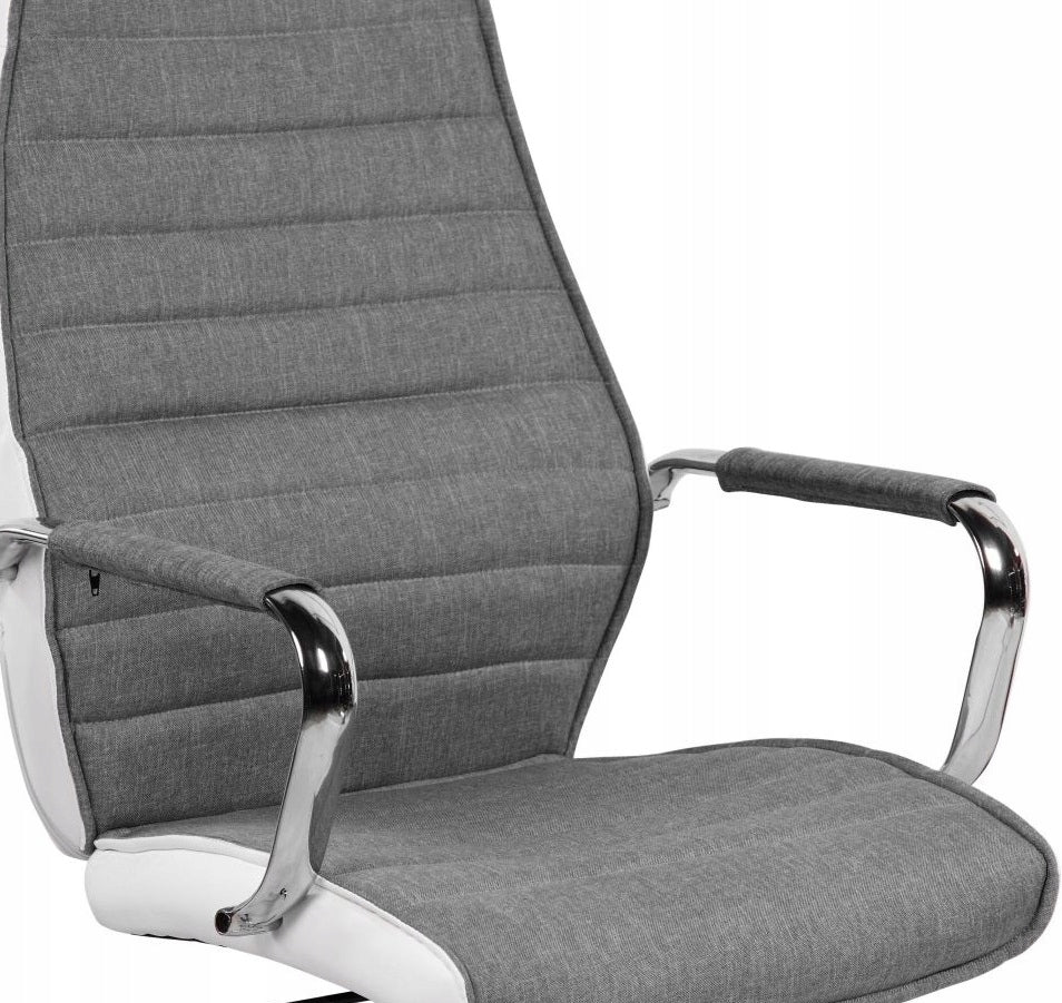Swivel Armchair Upholstered Grey White Eco Leather CHROME TILT Brand no brand