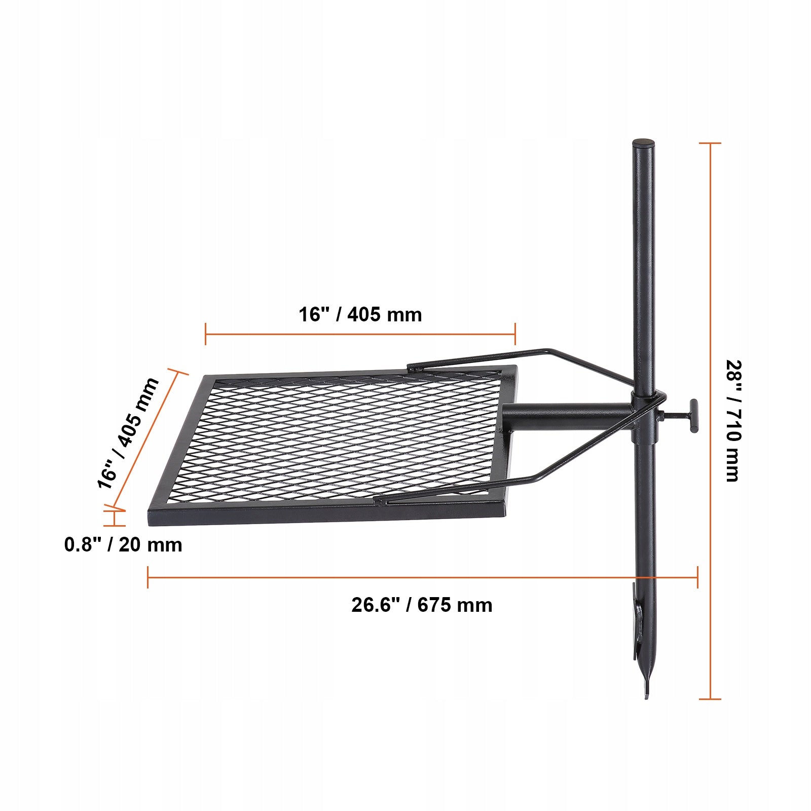 Swivel Campfire Grill Heavy Duty Steel Open Fire Cooking Grate Adjustable Manufacturer no brand