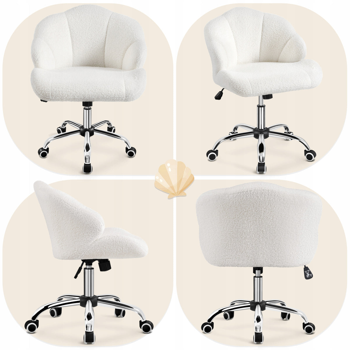 Swivel Chair, Adjustable Height, Wheels, Decorative, White Medical device no