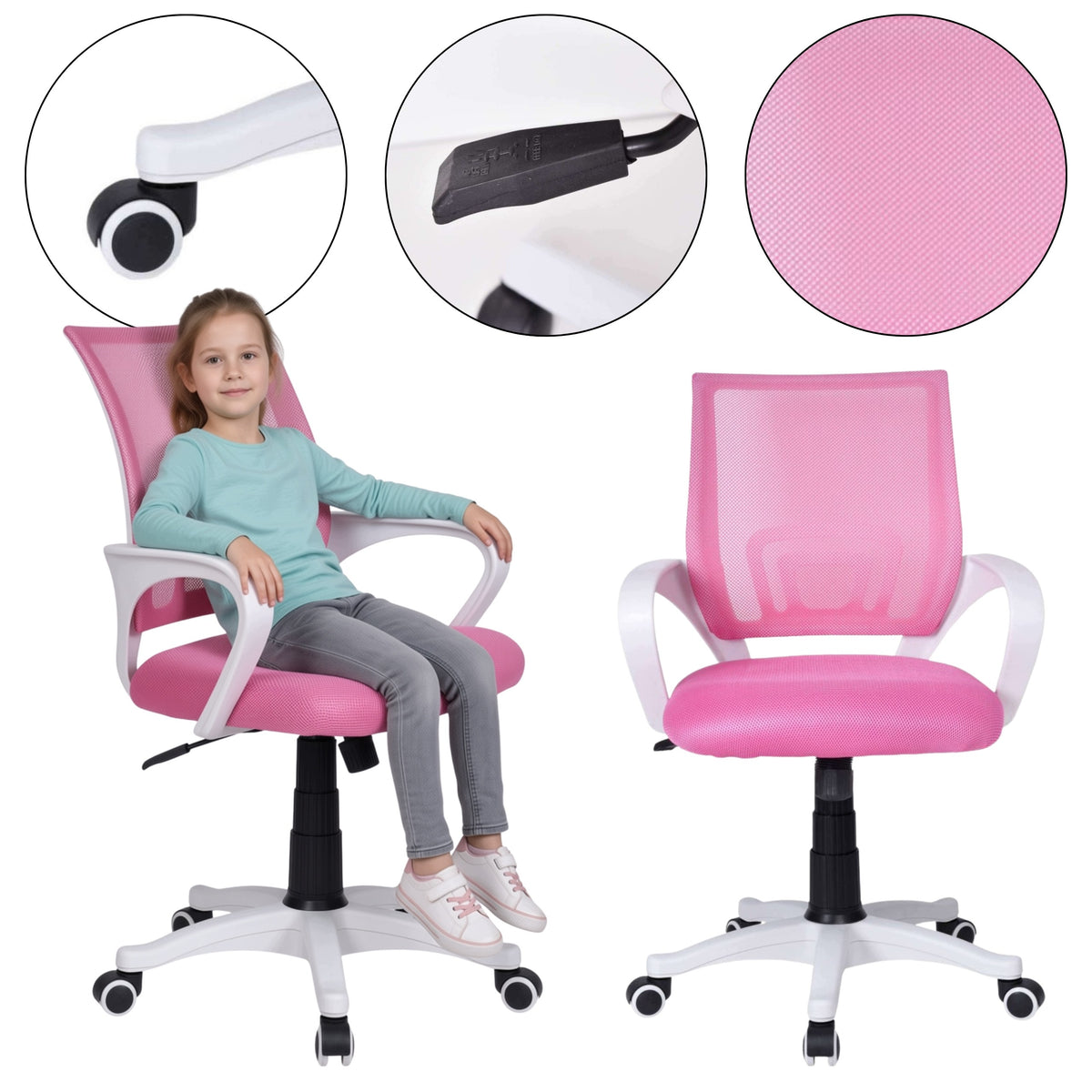 Swivel Chair Desk Chair Modern For Children Pink