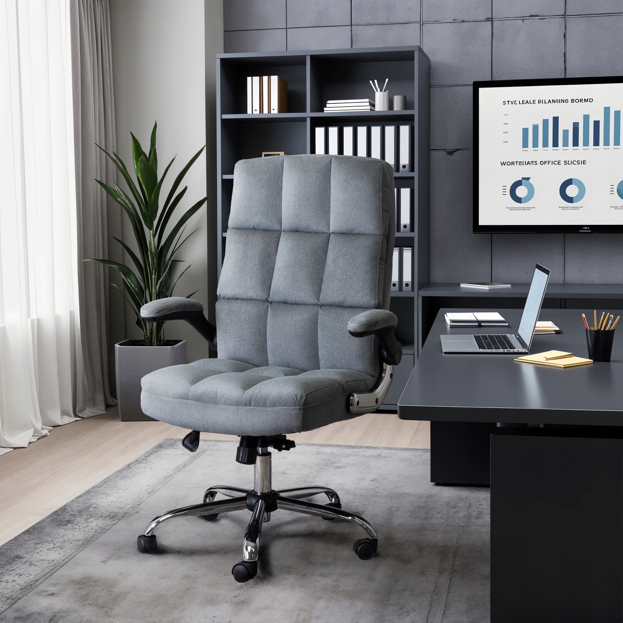 Swivel Chair Desk Chair Office Swivel Grey LONDON Packaging status original