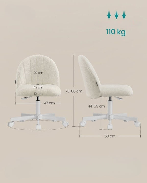 Swivel Chair Desk Fleece Chair for Dressing Table SONGMICS white Manufacturer code OBG027WD01