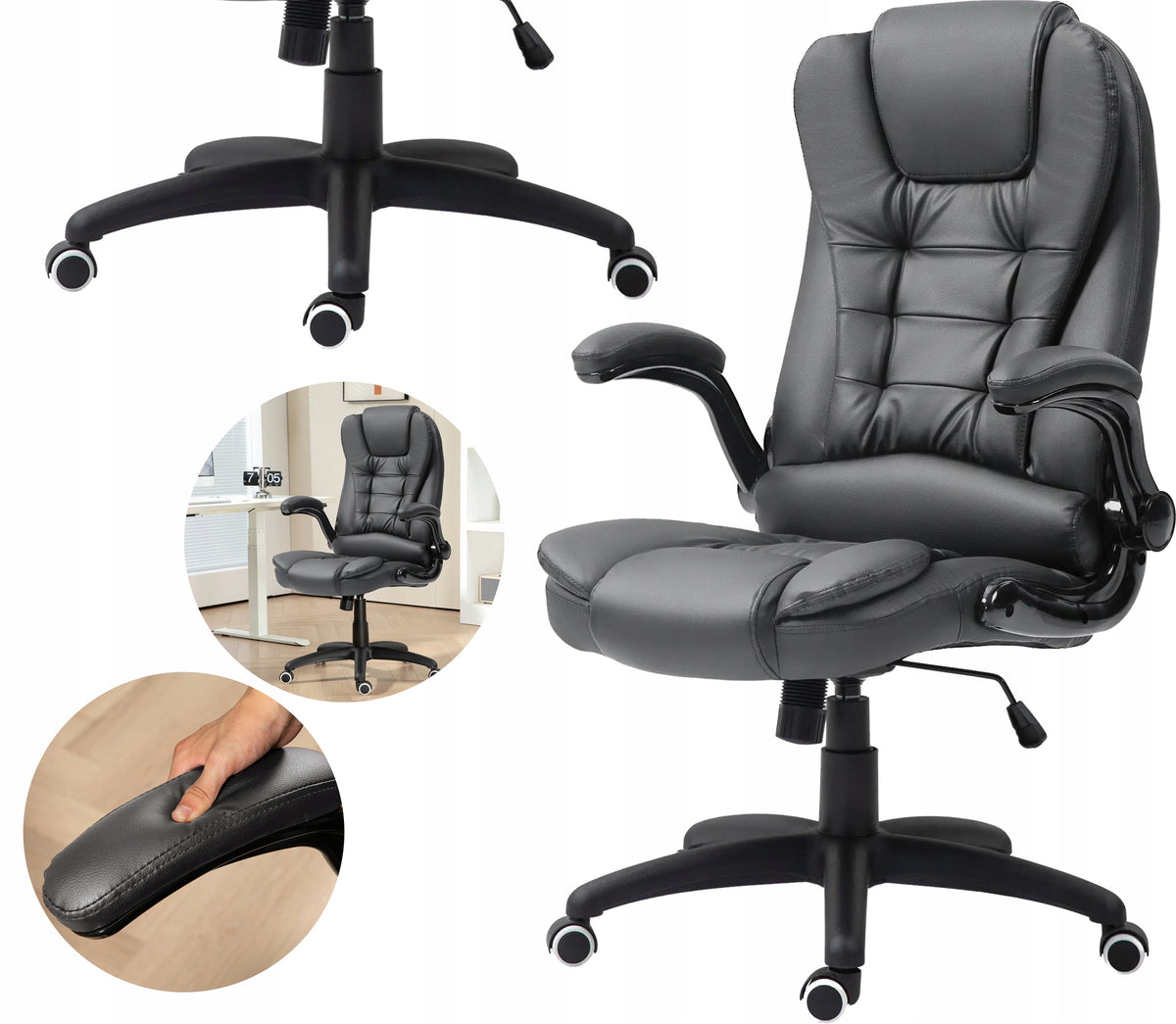 Swivel Chair Eco Office Folding Tilting Armrests 120KG Brand PAKO
