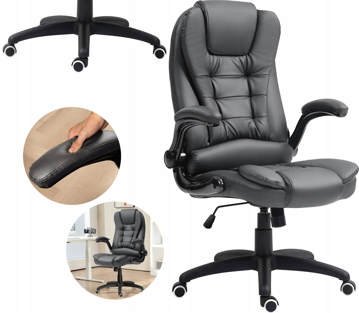 Swivel Chair Eco Office Folding Tilting Armrests 120KG EAN (GTIN) 5906142962709