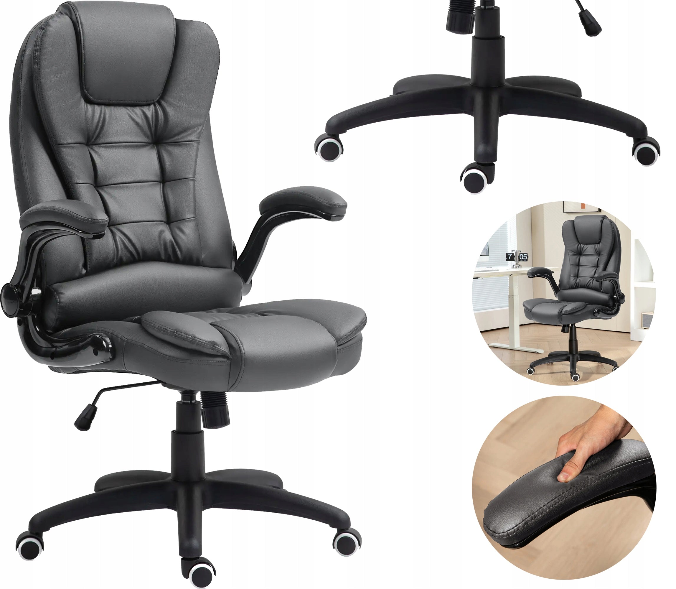 Swivel Chair Eco Office Folding Tilting Armrests 120KG