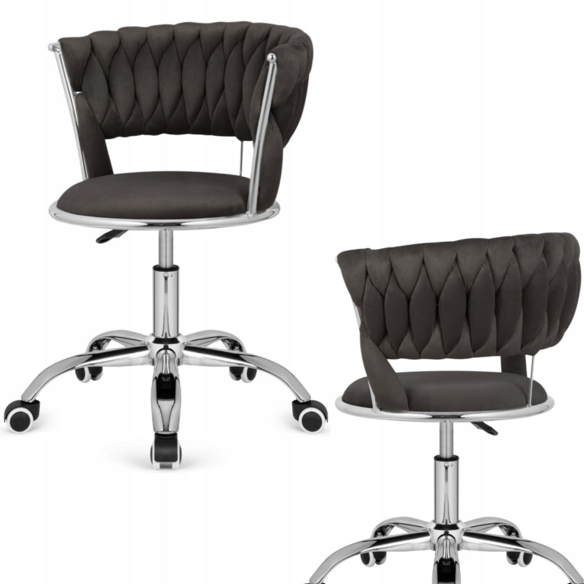 Swivel Chair| For Student Desk Adjustable| Velour Black Lugano