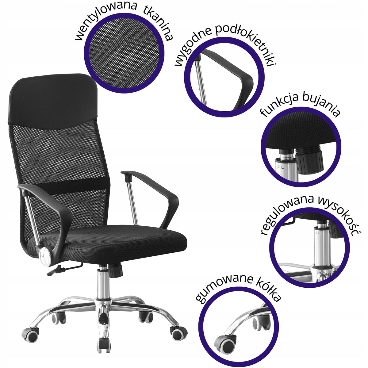Swivel Chair, Office Chair, Armrests, Black, Tilt, Rocking Tivo EAN (GTIN) 5906063440423