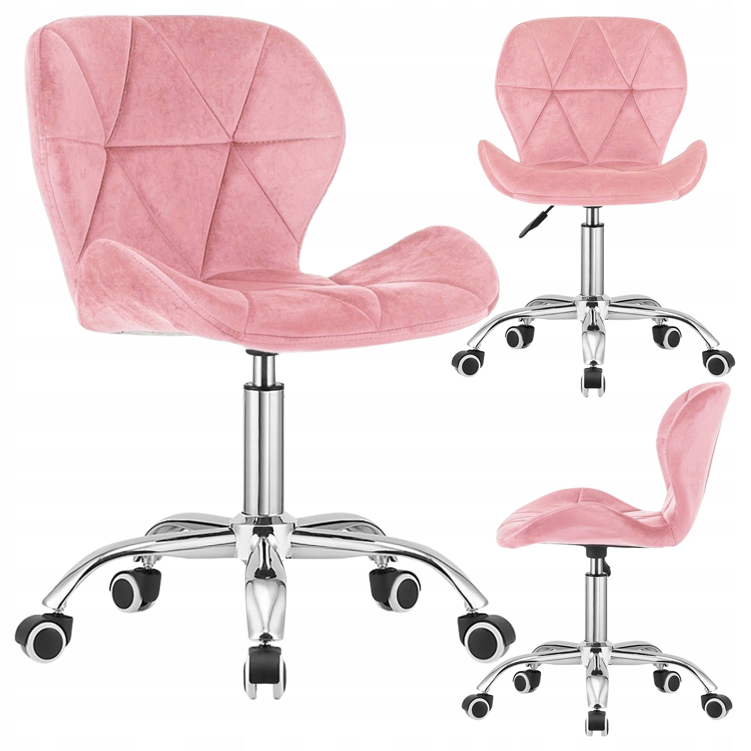 Swivel Chair Office Desk Chair Cabinet Adjustable Velour Pink