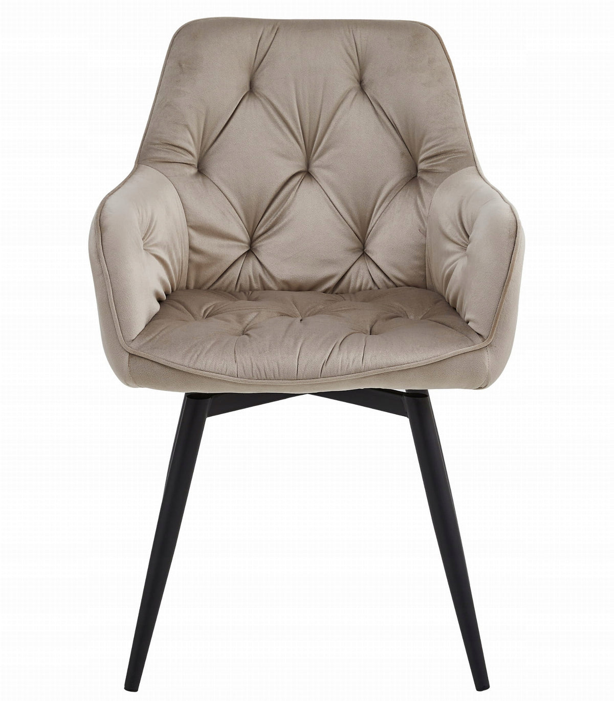Swivel Chair Quilted Upholstered YORK Glamour BEIGE Black Legs Velour EAN (GTIN) 5903332088218