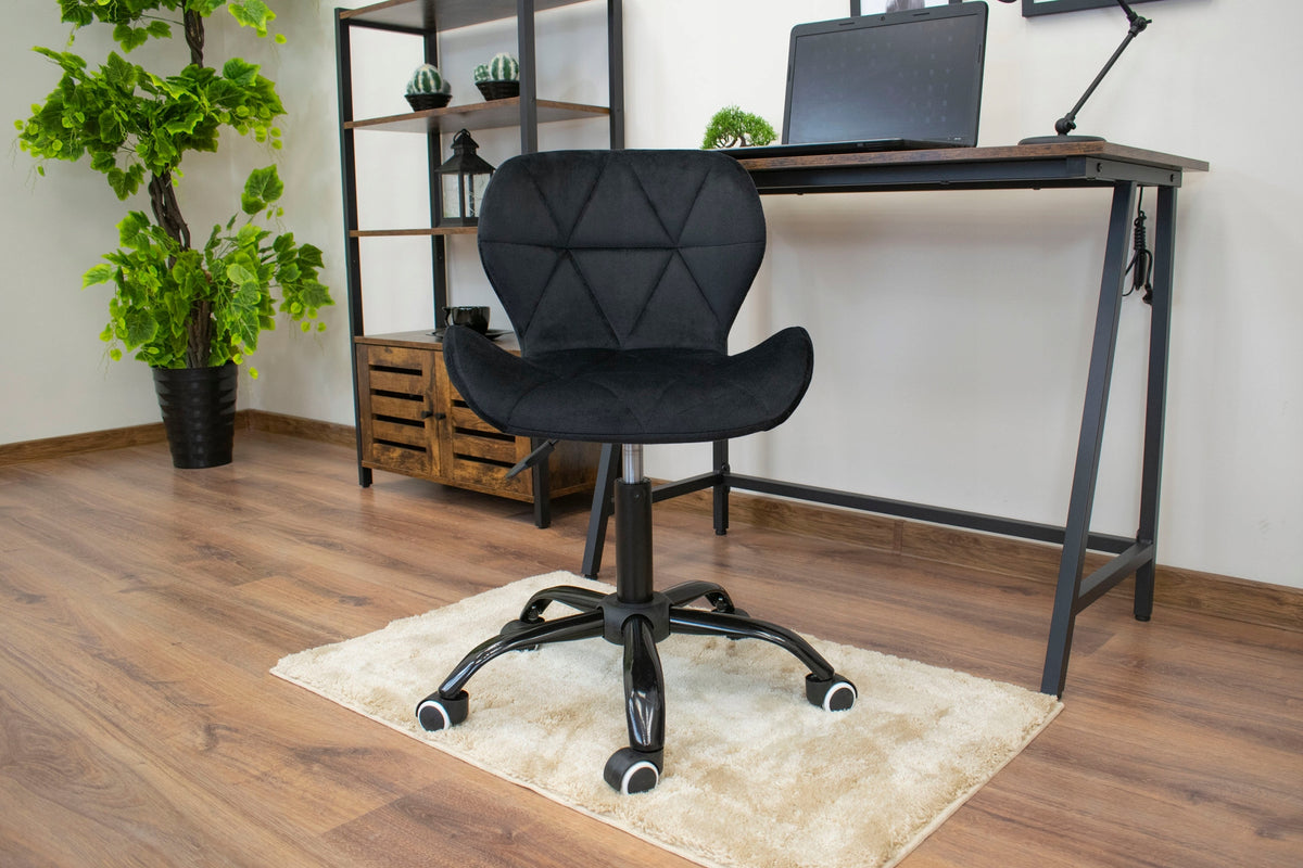 Swivel Chair Upholstered Velour on Wheels Office Chair Black DARK Brand MUFART