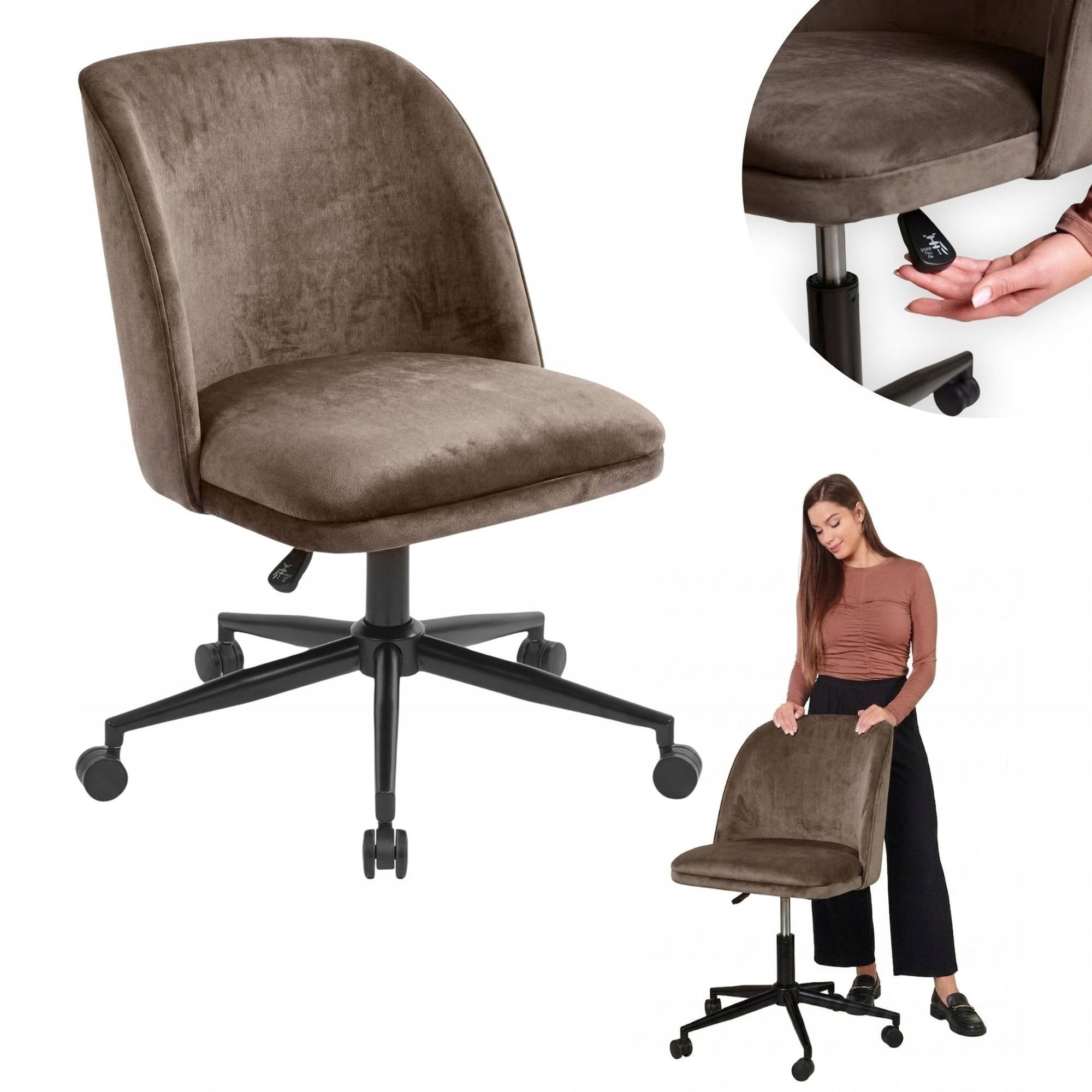 Swivel Chair Velour On Wheels Adjustable For Desk Modern Office