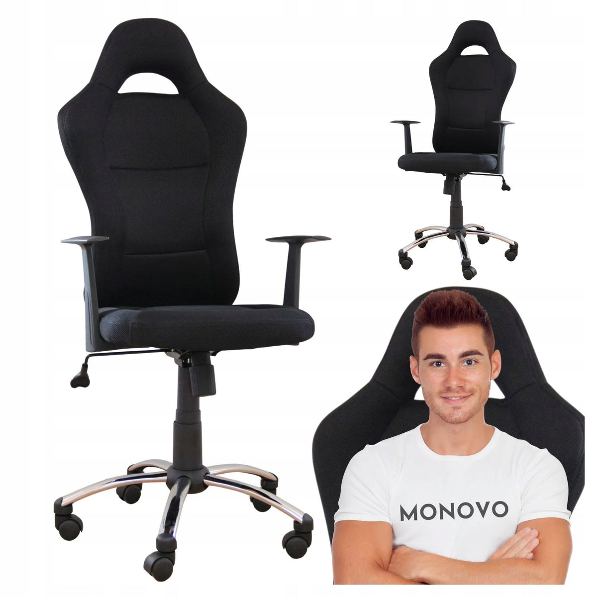 Swivel Chair for Computer Desk Modern Office Chair Black LUDMI