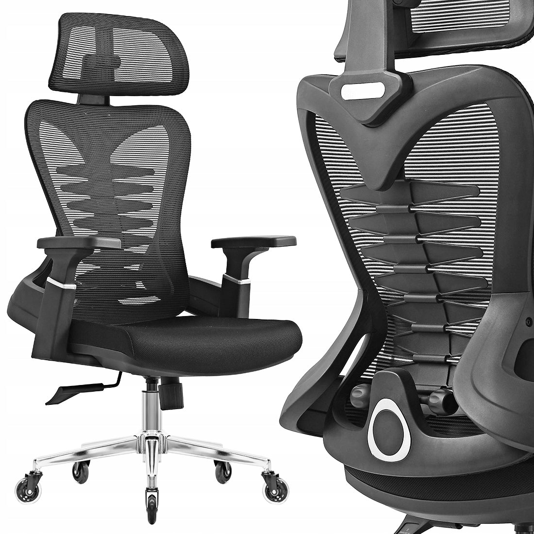 Swivel Chair for Desk ERGONOMIC Adjustment Spacetronik mesh black