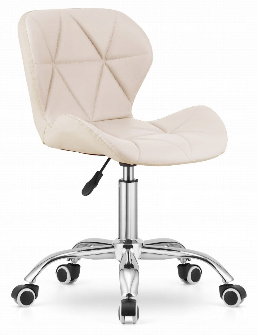 Swivel Chair for Office Desk Dressing Table Beige Faux Leather Shop Manufacturer code VAS3-VASTO-OFFICE-CREAM-PU-SILVER