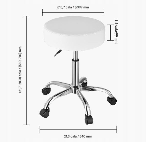 Swivel Chair with Height Adjustment - Load Capacity 204 kg White Brand Vevor