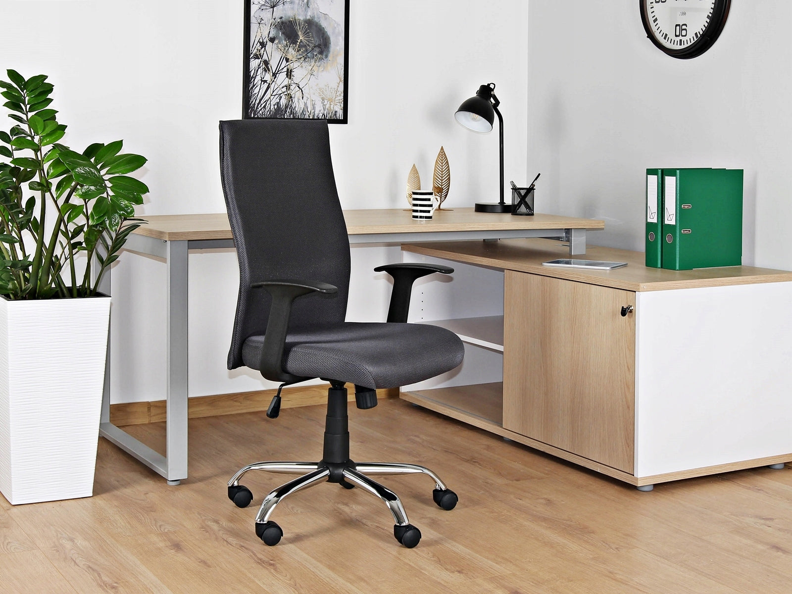 Swivel Desk Chair BLACK ON BLACK Blue Fabric Manufacturer code W-93A-PS-7