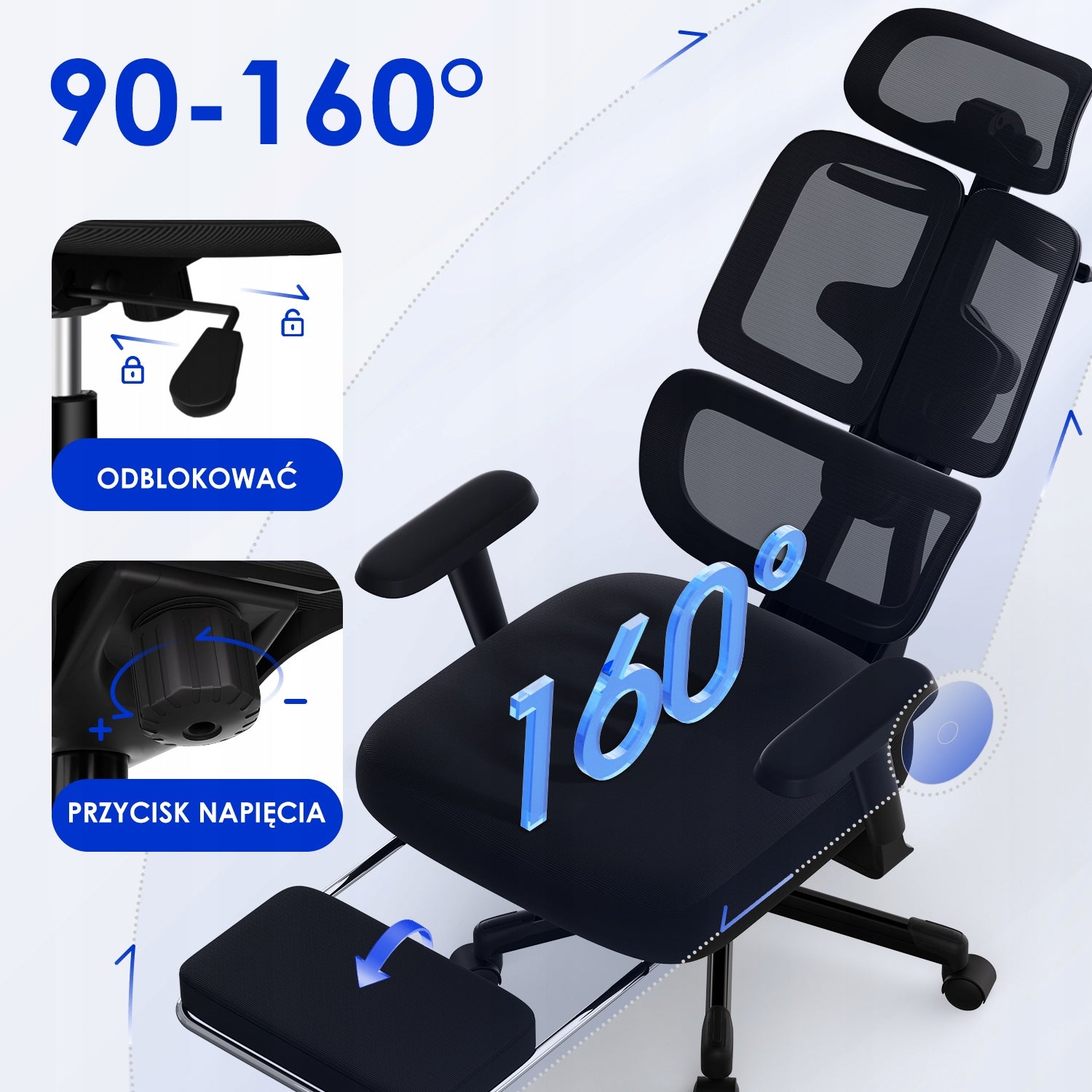 Swivel Office Chair Adjustable Backrest Armchair Multifunctional 150KG Packaging status original