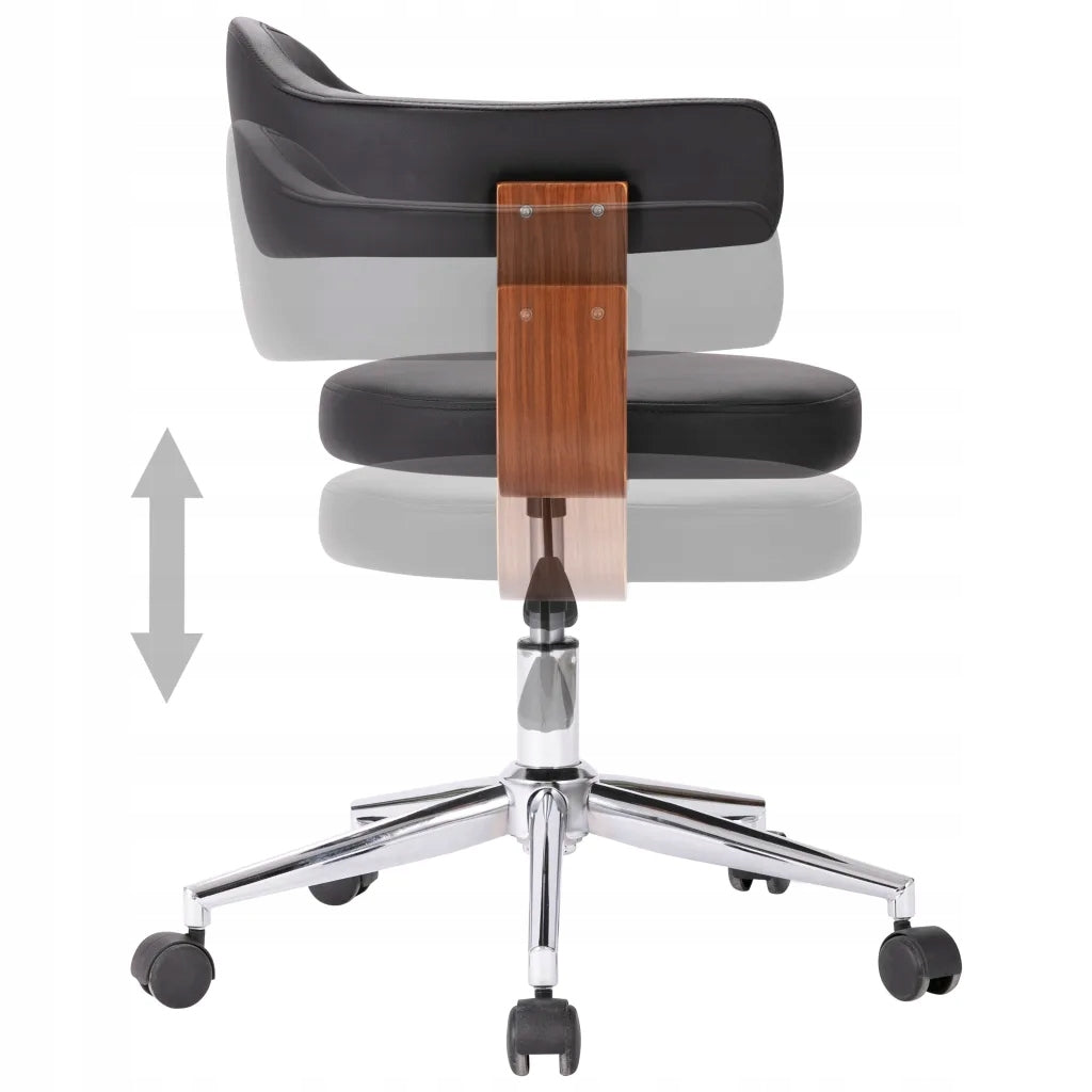 Swivel Office Chair, Black, Bent Wood and Faux Leather Brand VidaXL