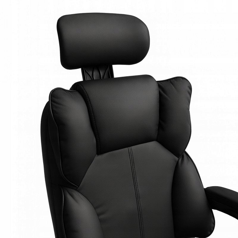 Swivel Office Chair Footrest Black Suede Brand Ecarla