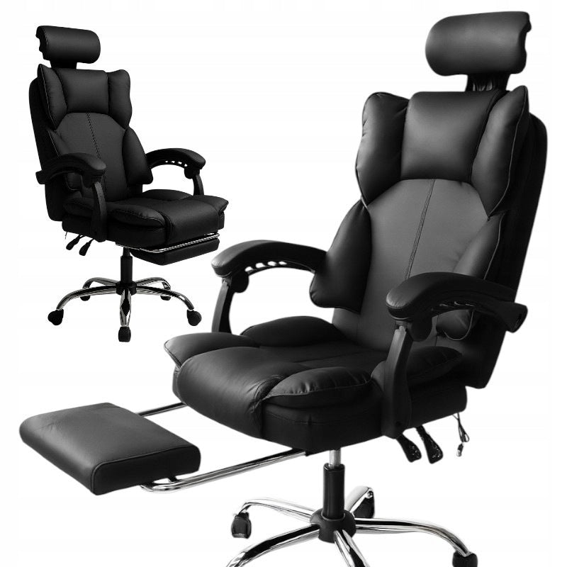 Swivel Office Chair Footrest Black Suede