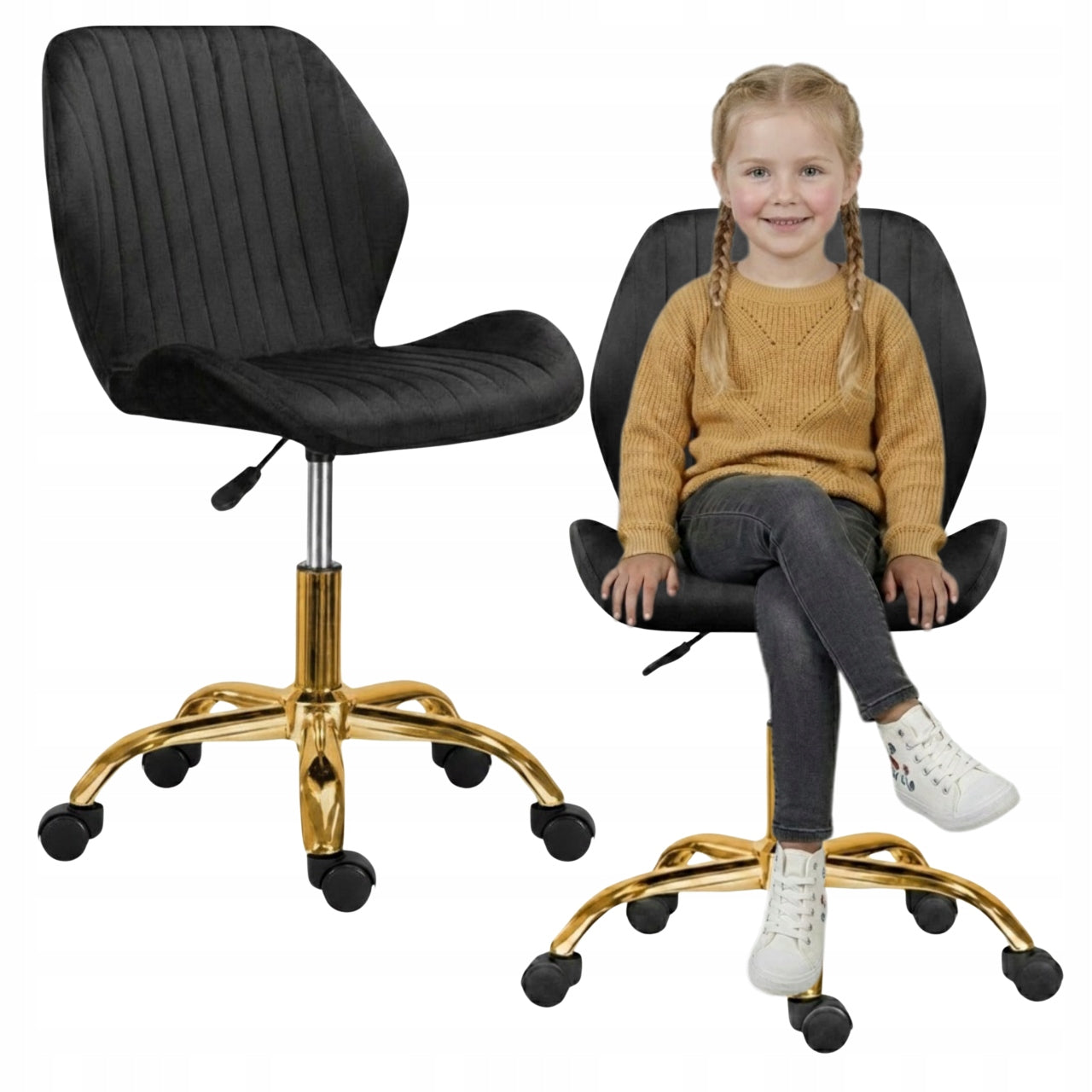 Swivel Office Chair Office Desk Chair Velour Comfortable Black Packaging status original