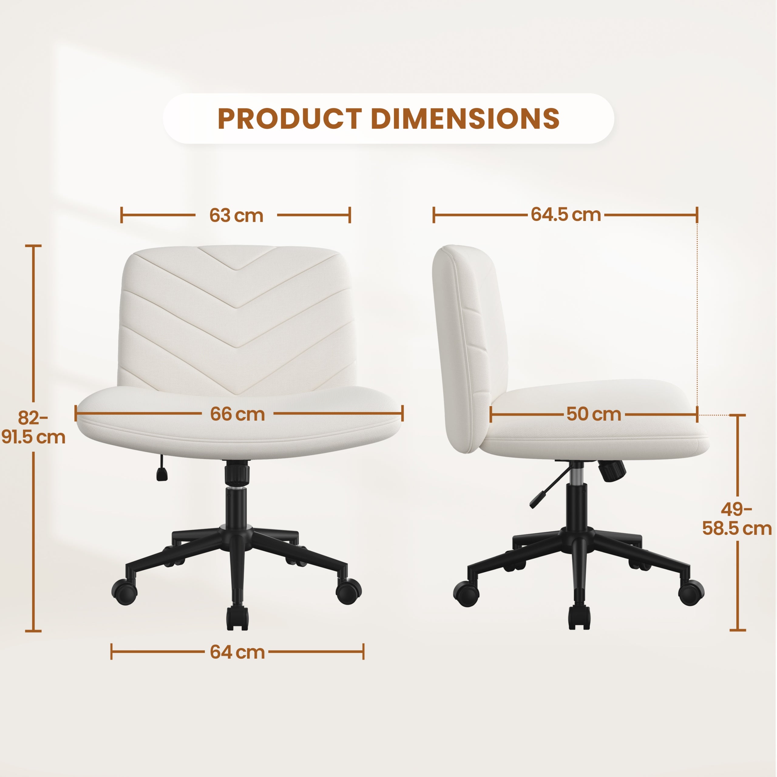 Swivel Office Chair, Wide Seat without Armrests, Beige Medical device no