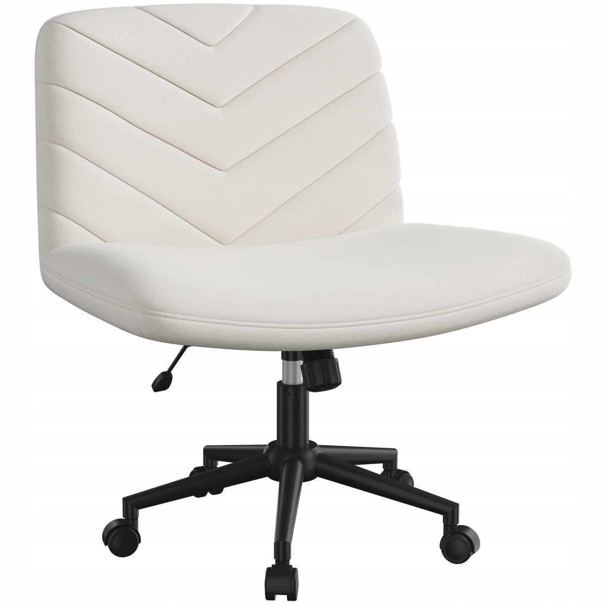 Swivel Office Chair, Wide Seat without Armrests, Beige