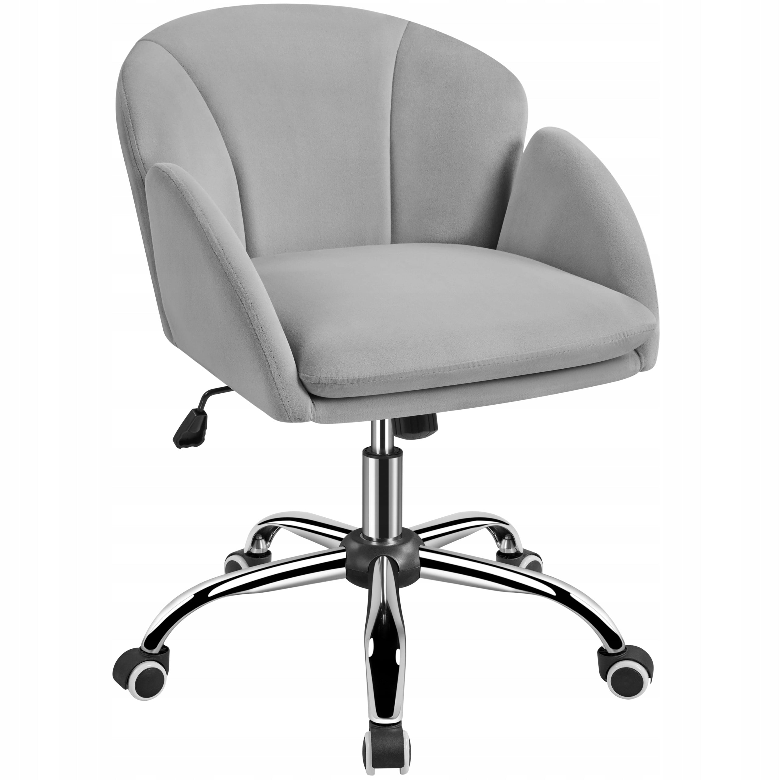 Swivel Office Chair with Armrests, Velvet Upholstery, Light Grey