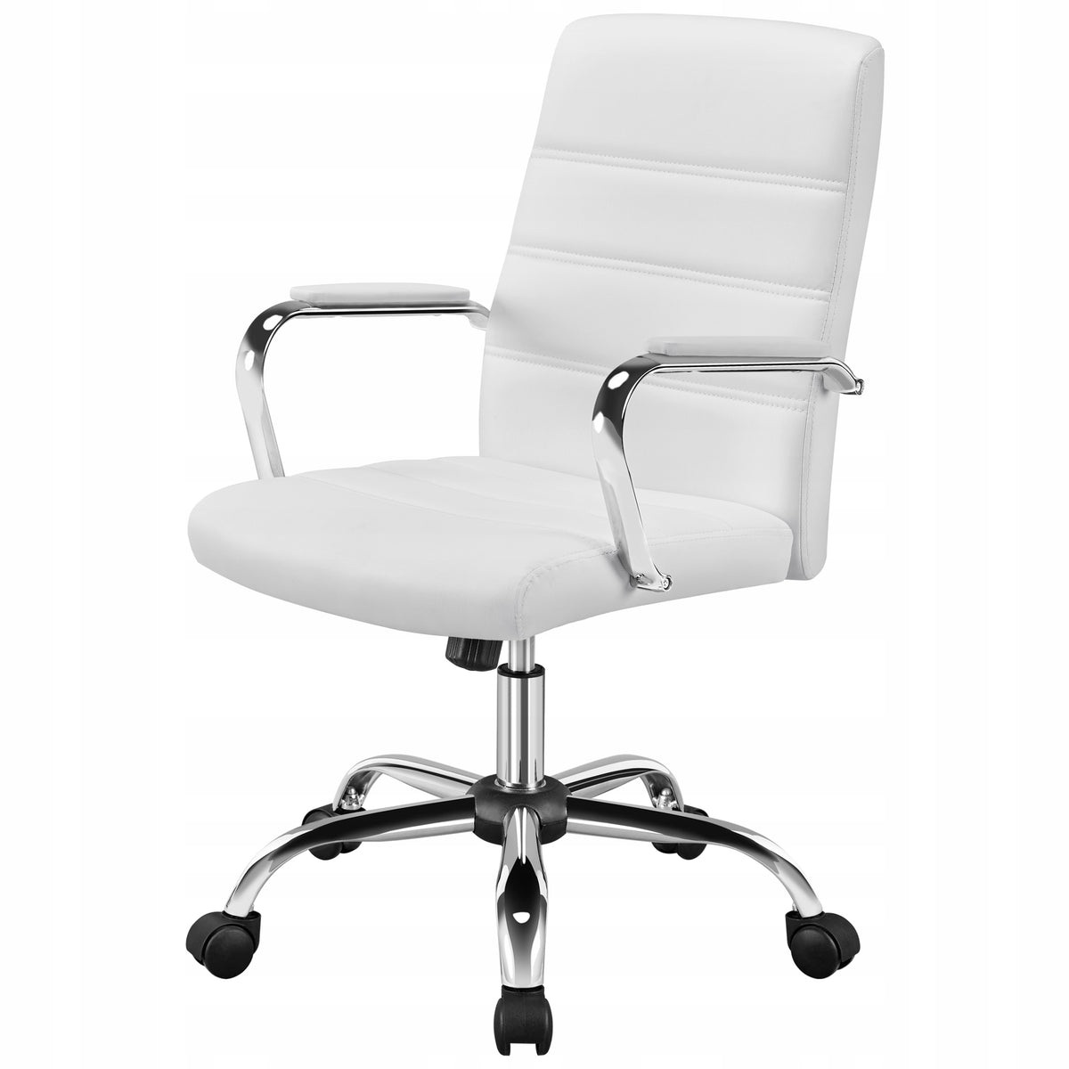 Swivel Office Chair with Medium Backrest, Armrests, White Brand Yaheetech