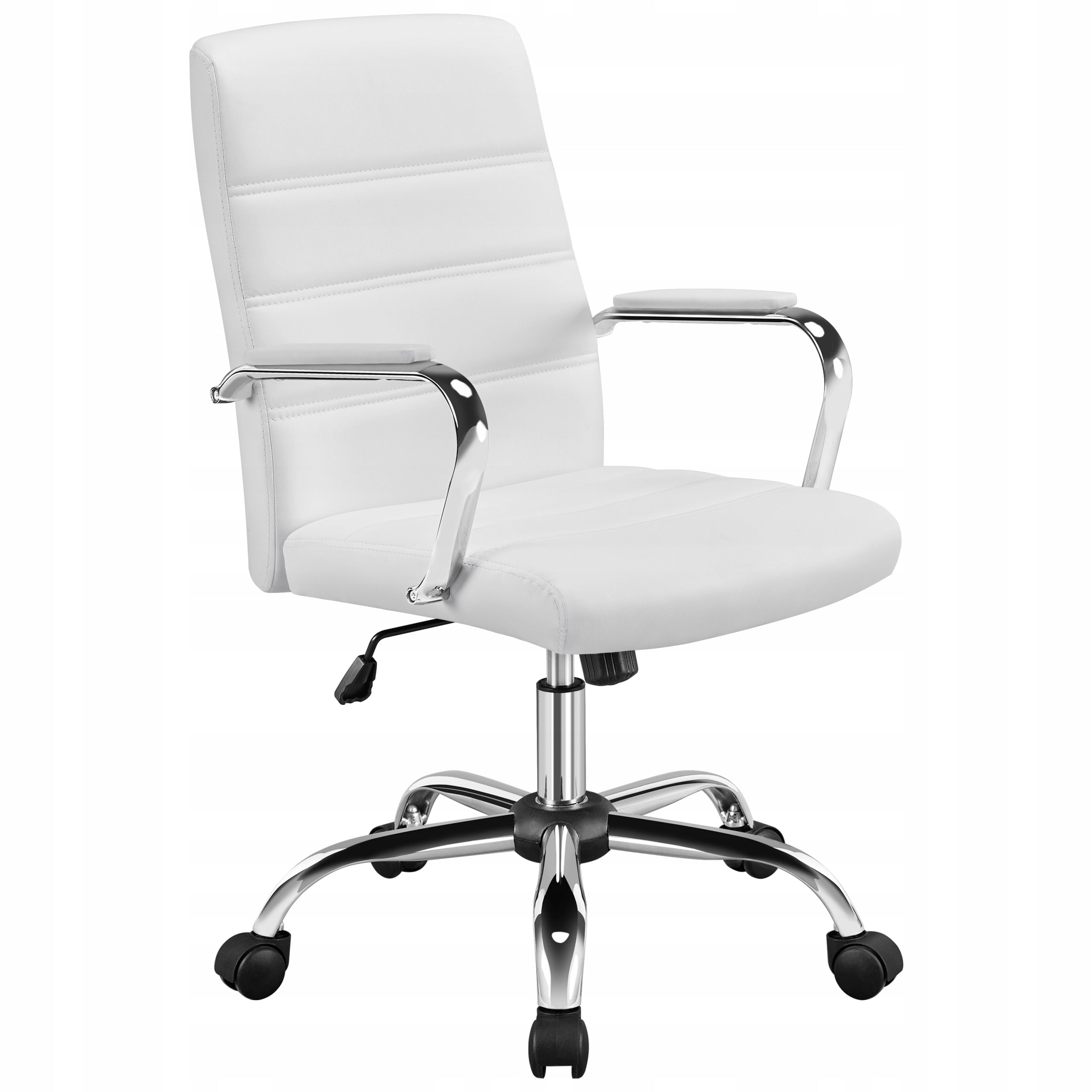 Swivel Office Chair with Medium Backrest, Armrests, White