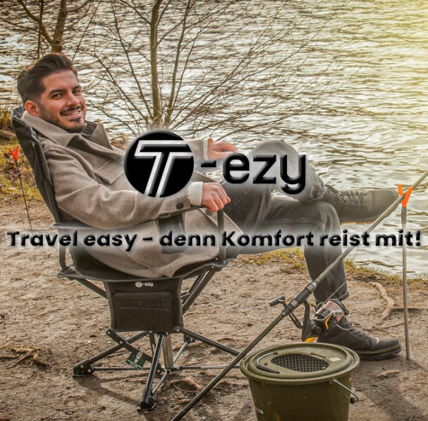 Swivel camping fishing chair T-Ezy up to 150kg with pockets 360 degrees Kind chair