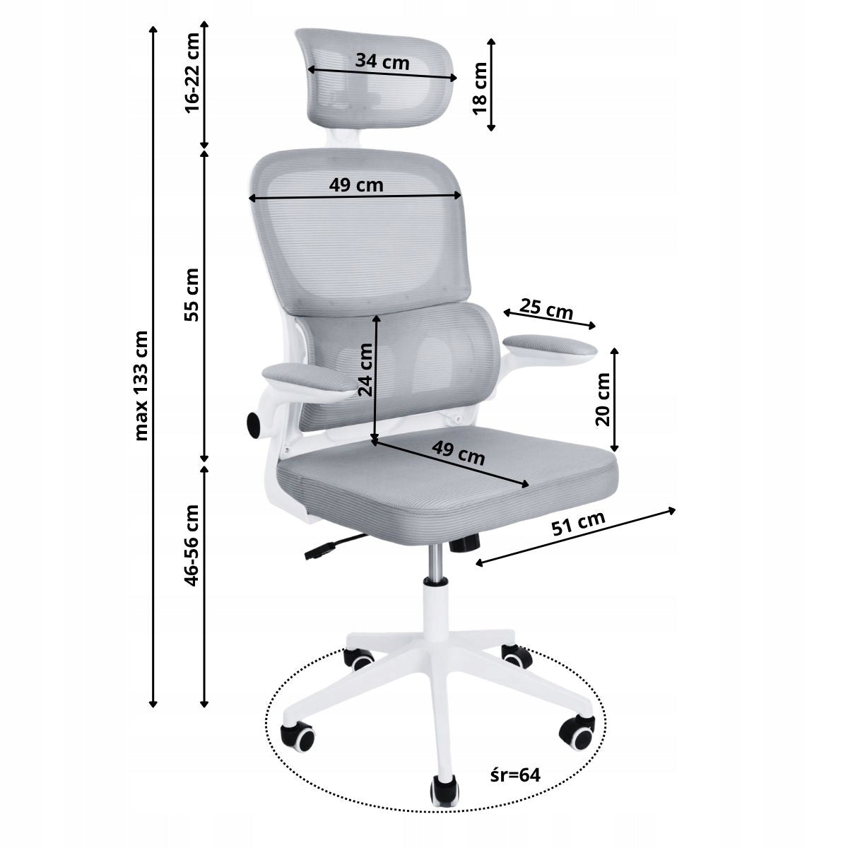 Swivel chair GREY office gaming chair for office ERGONOMIC L069DG Packaging status original
