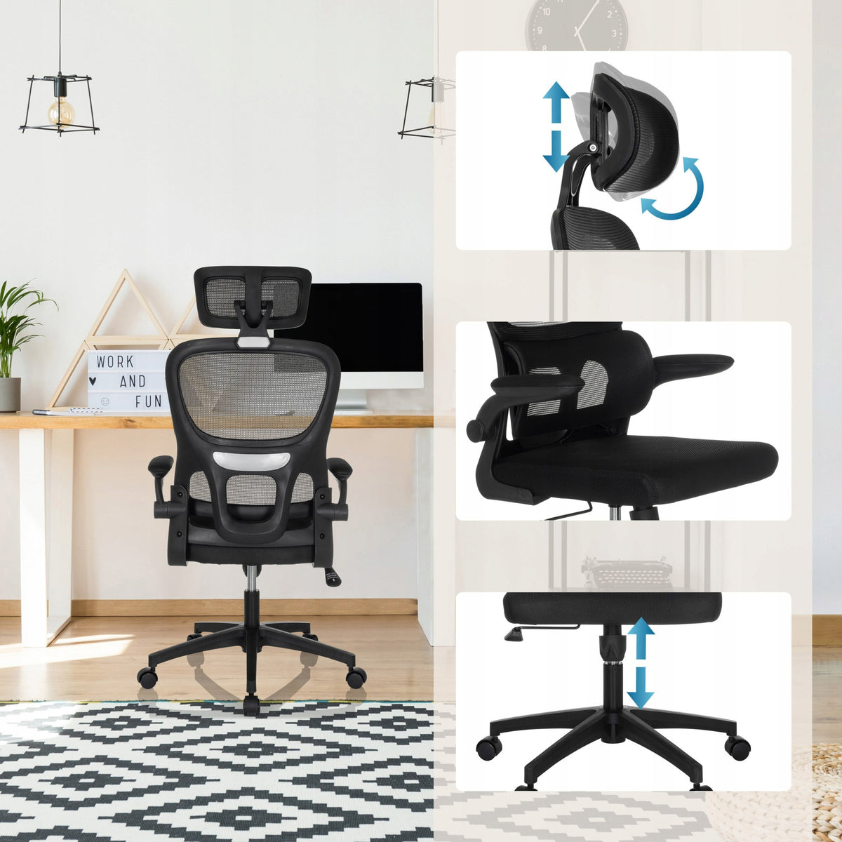 Swivel chair MyBuero black Furniture depth 59 cm