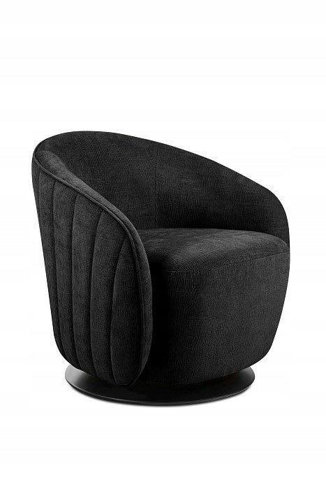 Swivel chair Teddy black fabric hotel reception bedroom