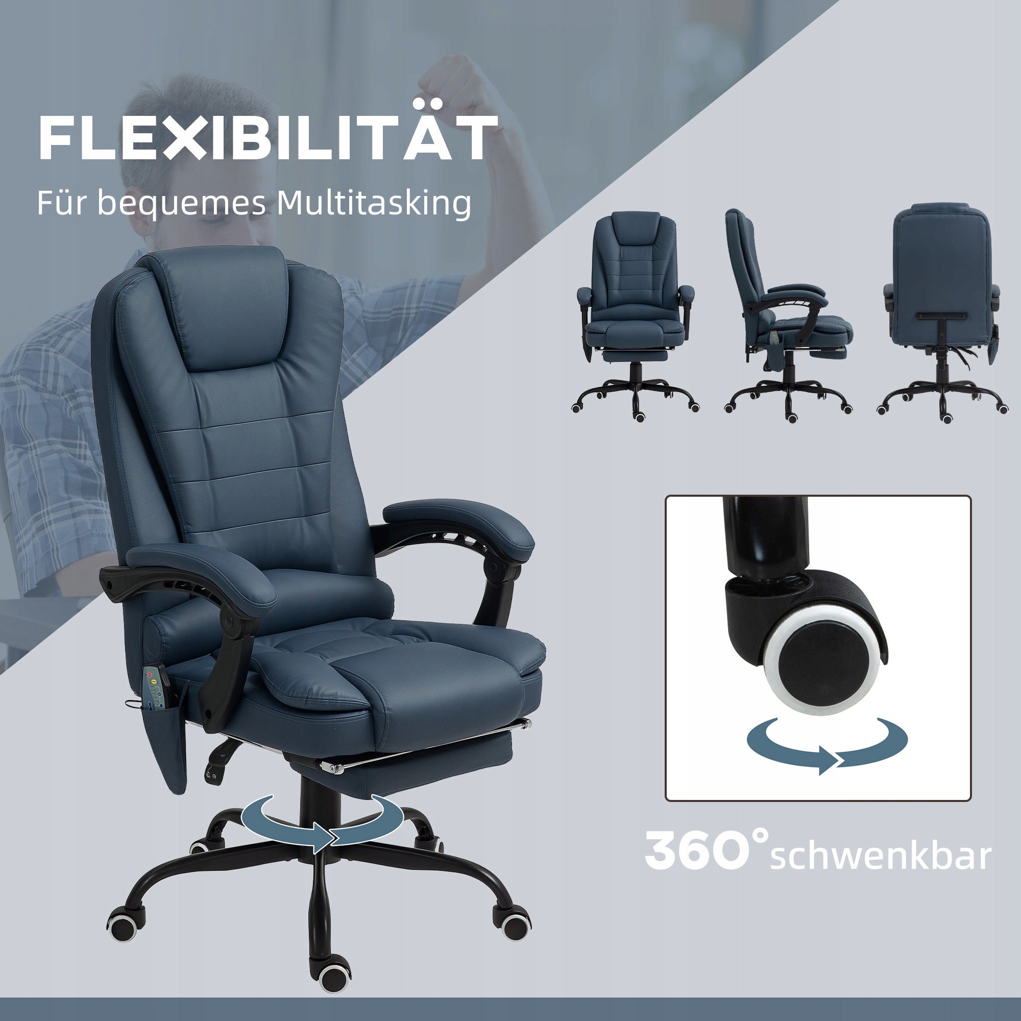 Swivel chair Vinsetto 921-342V91BU 67x67x121 cm blue Brand Vinsetto